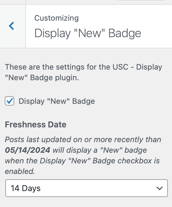 Options for displaying the new post badge.